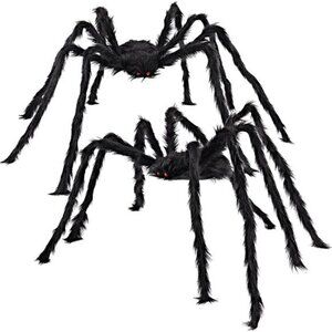 2 Pack 5 Ft. Halloween Outdoor Decorations Black Scary Giant Fake Hairy Spider
